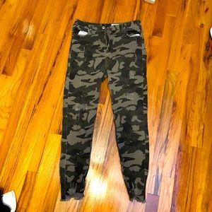 High rise army ripped jeans